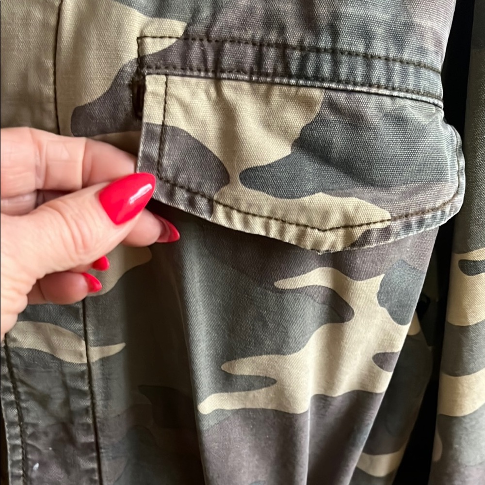 Frame Denim Utility Jacket Green and Tan Military-Inspired - Picture 2 of 15